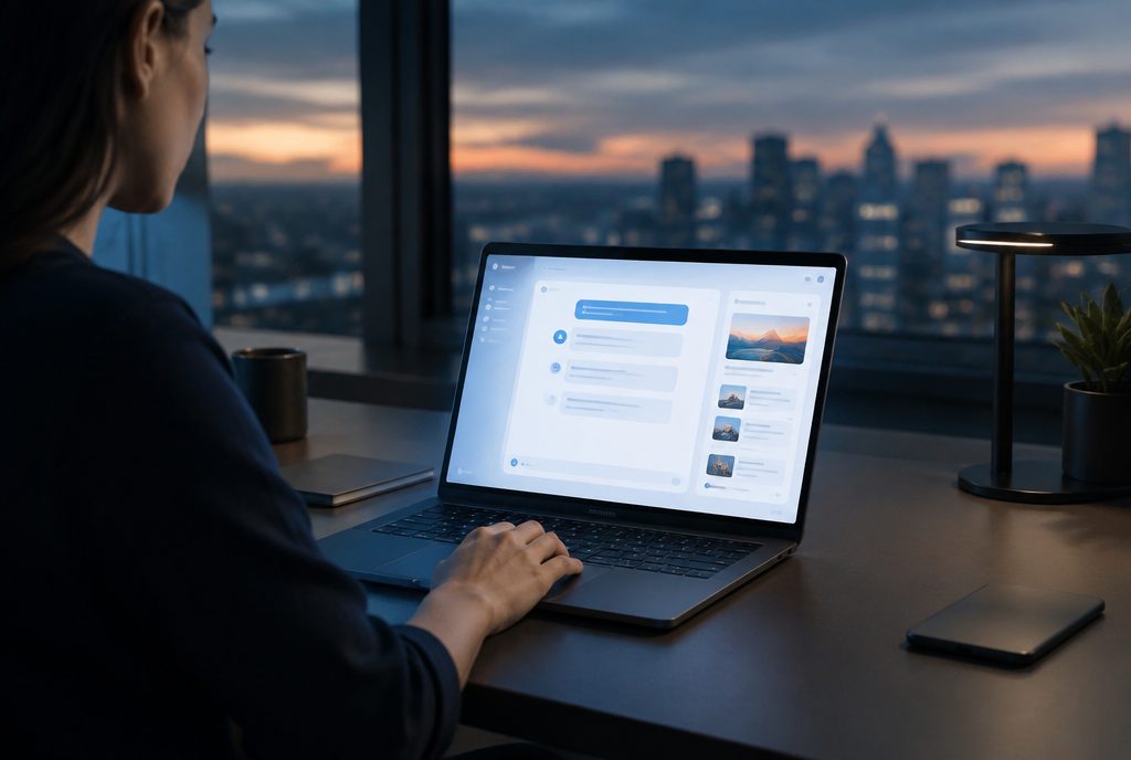 AI marketing: AI assistant interface on a laptop