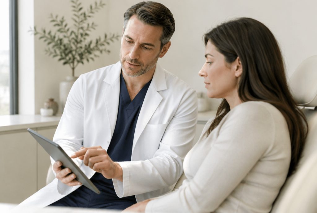 Aesthetic consultation with a patient