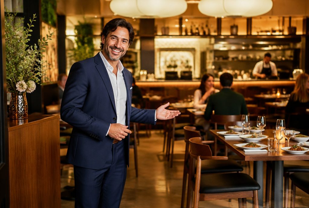 Restaurant owner welcoming guests